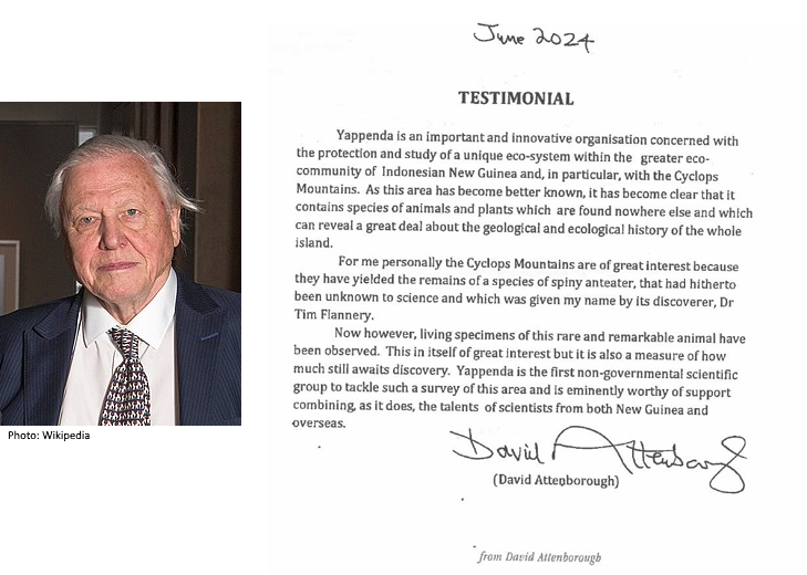 David Attenborough endorses YAPPENDA in Papua, Indonesia
