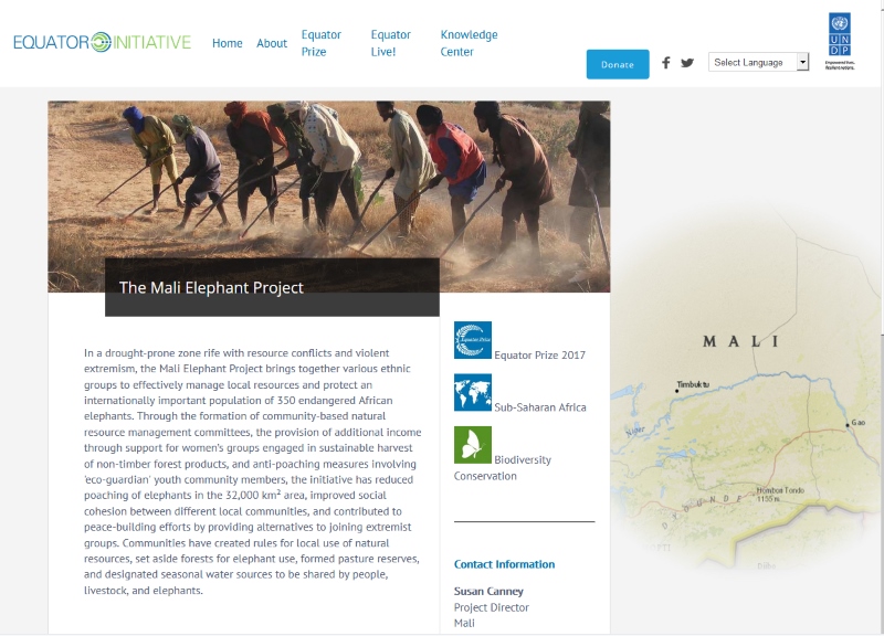 Mali Elephant Project wins the prestigious Equator Prize!