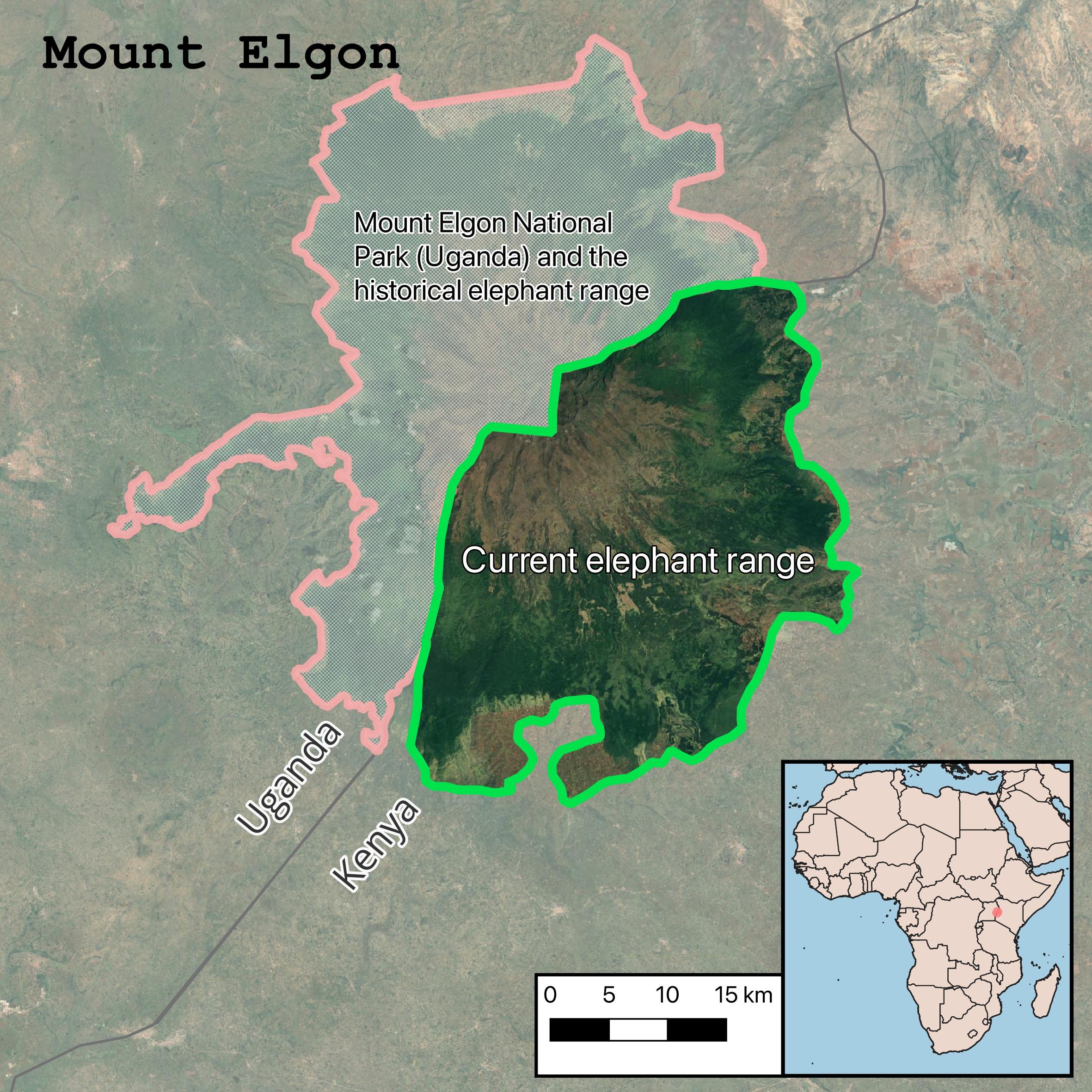 Map of Mount Elgon historical range